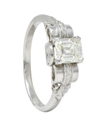 Art Deco 0.97 CTW Emerald Cut Diamond Platinum Vintage Engagement Ring GIA