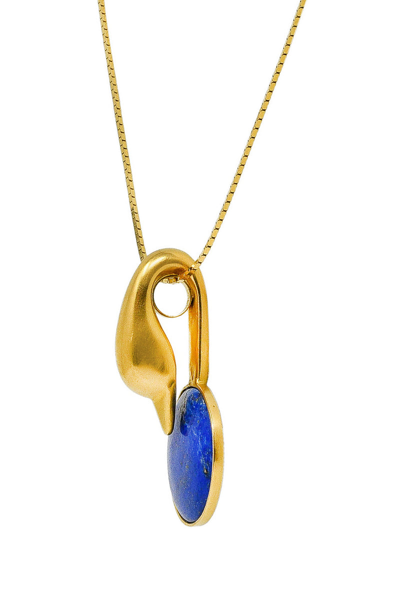 Vintage Lalaounis Lapis Lazuli 18 Karat Gold Greek Swan Bird Pendant NecklaceNecklace - Wilson's Estate Jewelry