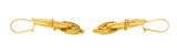 Victorian Etruscan Revival 14 Karat Yellow Gold Interlocked Hoop Antique Earrings Wilson's Estate Jewelry