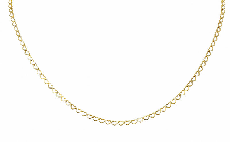Contemporary 14 Karat Yellow Gold 16 IN Heart Link Chain Necklace