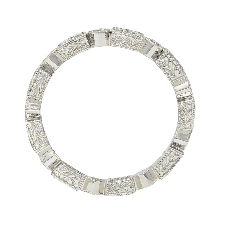 Modern 0.31 CTW Diamond 18 Karat White Gold Geometric Stacking Band Ring