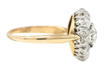 Edwardian 2.40 CTW Old European & Mine Cut Diamond Platinum-Topped 18 Karat Yellow Gold Antique Cluster Engagement Ring Wilson's Estate Jewelry