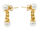 Mikimoto Pearl Diamond 18 Karat Gold Drop EarringsEarrings - Wilson's Estate Jewelry