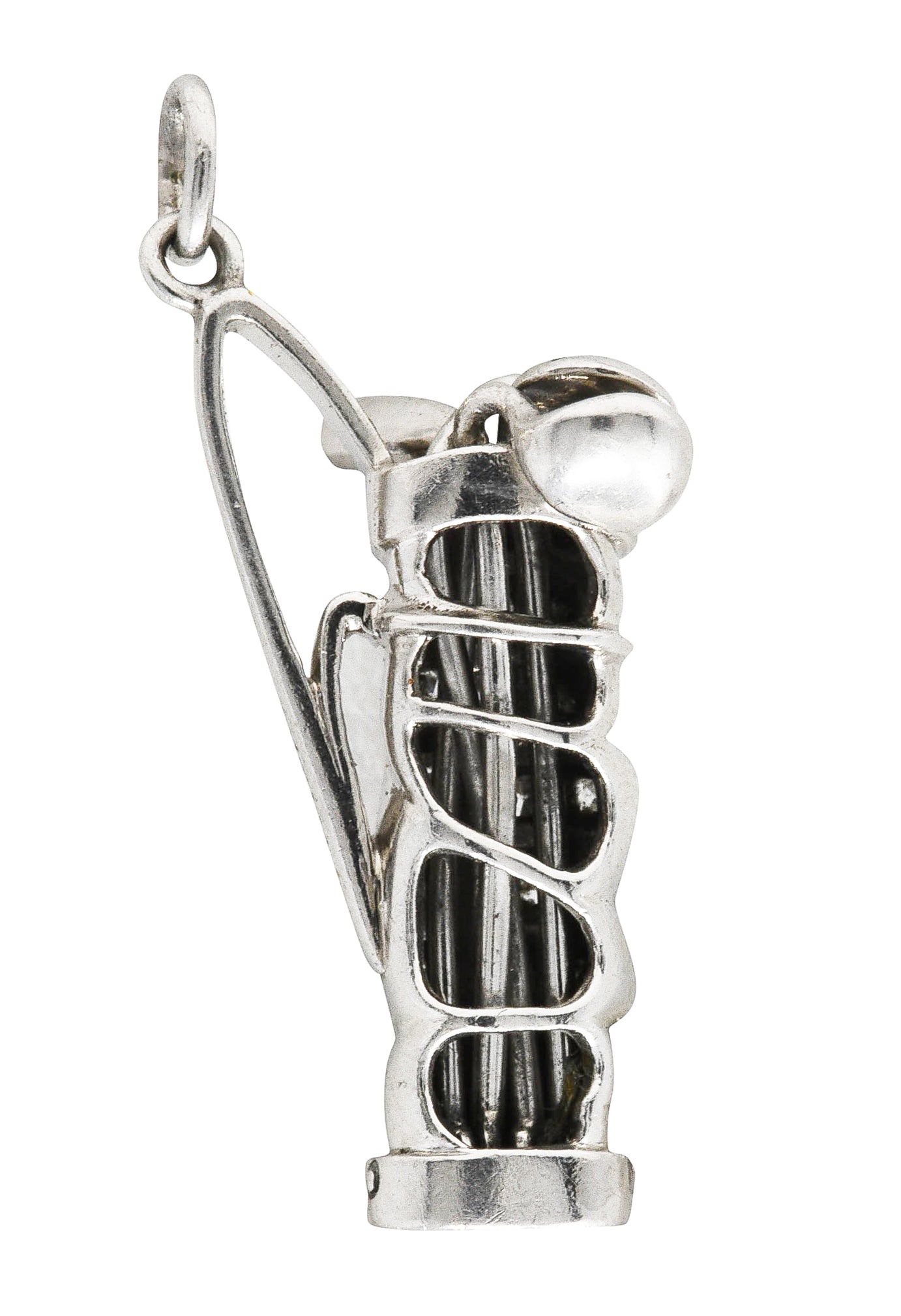 Cartier Art Deco Pavè Diamond Ruby Platinum Golf Club Charm Wilson's Estate Jewelry