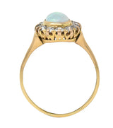 Victorian 0.86 CTW Opal Cabochon Diamond 14 Karat Yellow Gold Antique Halo Ring