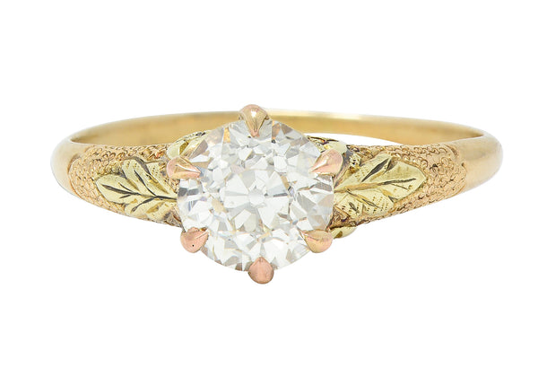 Arts & Crafts 0.90 CTW European Diamond 14 Karat Gold Antique Engagement Ring
