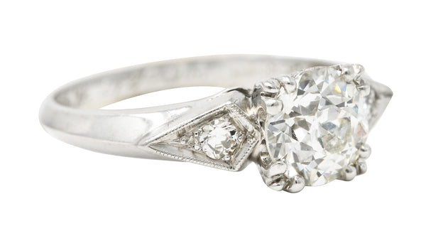 Retro 1.17 CTW Old European Cut Diamond Platinum Engagement Ring GIA Wilson's Estate Jewelry