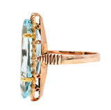 Retro 8.85 CTW Aquamarine 14 Karat Rose Gold Navette RingRing - Wilson's Estate Jewelry