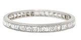 Mid-Century Step Cut 1.00 CTW Diamond Platinum Eternity Band Stacking Ring Wilson's Estate Jewelry