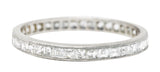 Mid-Century Step Cut 1.00 CTW Diamond Platinum Eternity Band Stacking Ring Wilson's Estate Jewelry