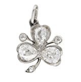 Edwardian 1.18 CTW Old Mine Diamond Platinum-Topped 18 Karat Gold Clover Antique Charm Wilson's Estate Jewelry