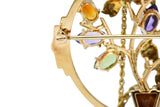 1930's Krementz Enamel Multi-Gem 14 Karat Gold Bouquet Pendant Brooch NecklaceNecklace - Wilson's Estate Jewelry
