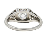 1929 Early Art Deco 0.73 CTW Old European Cut Diamond Platinum Ivy Engagement Ring Wilson's Estate Jewelry