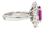 Contemporary 6.30 CTW Burma Ruby Diamond Platinum Cluster Gemstone Ring GIA Wilson's Estate Jewelry