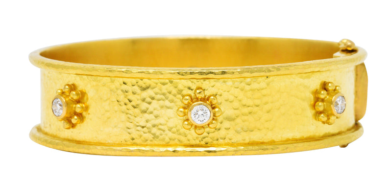 Elizabeth Locke Diamond 19 Karat Gold Diamond Daisy Bangle Braceletbracelet - Wilson's Estate Jewelry