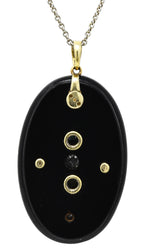 Edwardian Diamond Onyx Platinum-Topped 18 Karat Yellow Gold Antique Pendant Necklace Wilson's Estate Jewelry
