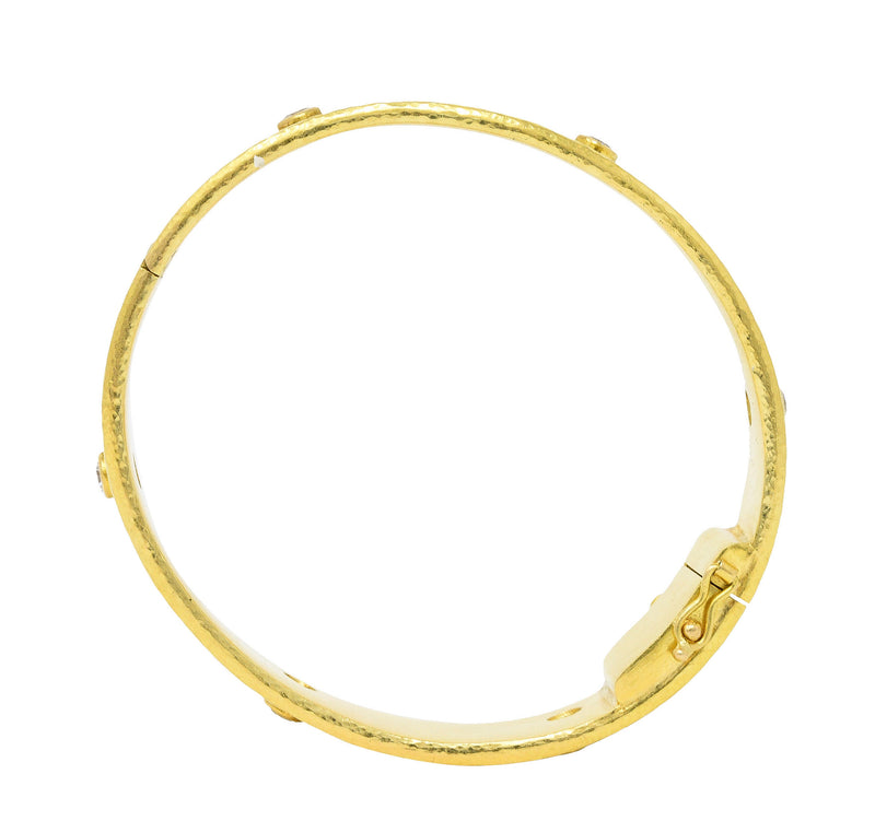 Elizabeth Locke Diamond 19 Karat Gold Diamond Daisy Bangle Bracelet ...