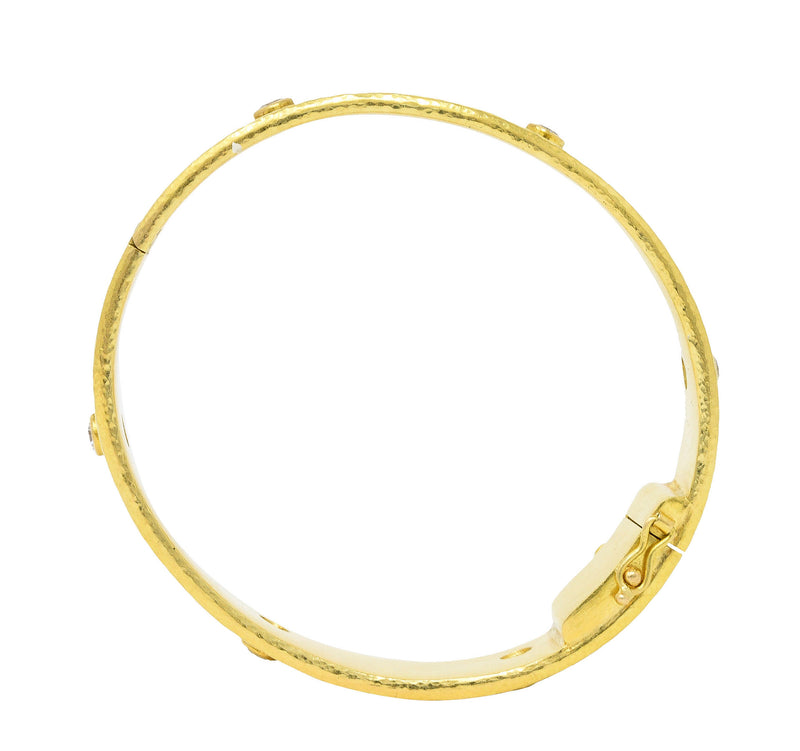 Elizabeth Locke Diamond 19 Karat Gold Diamond Daisy Bangle Braceletbracelet - Wilson's Estate Jewelry