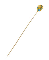 Riker Brothers Art Nouveau Plique-A-Jour 14 Karat Gold Hat StickpinStick Pin - Wilson's Estate Jewelry