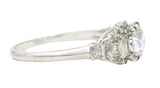Axel Bros. Art Deco 1.35 CTW Old European Cut Diamond Platinum Stepped Orange Blossom Engagement Ring Wilson's Estate Jewelry