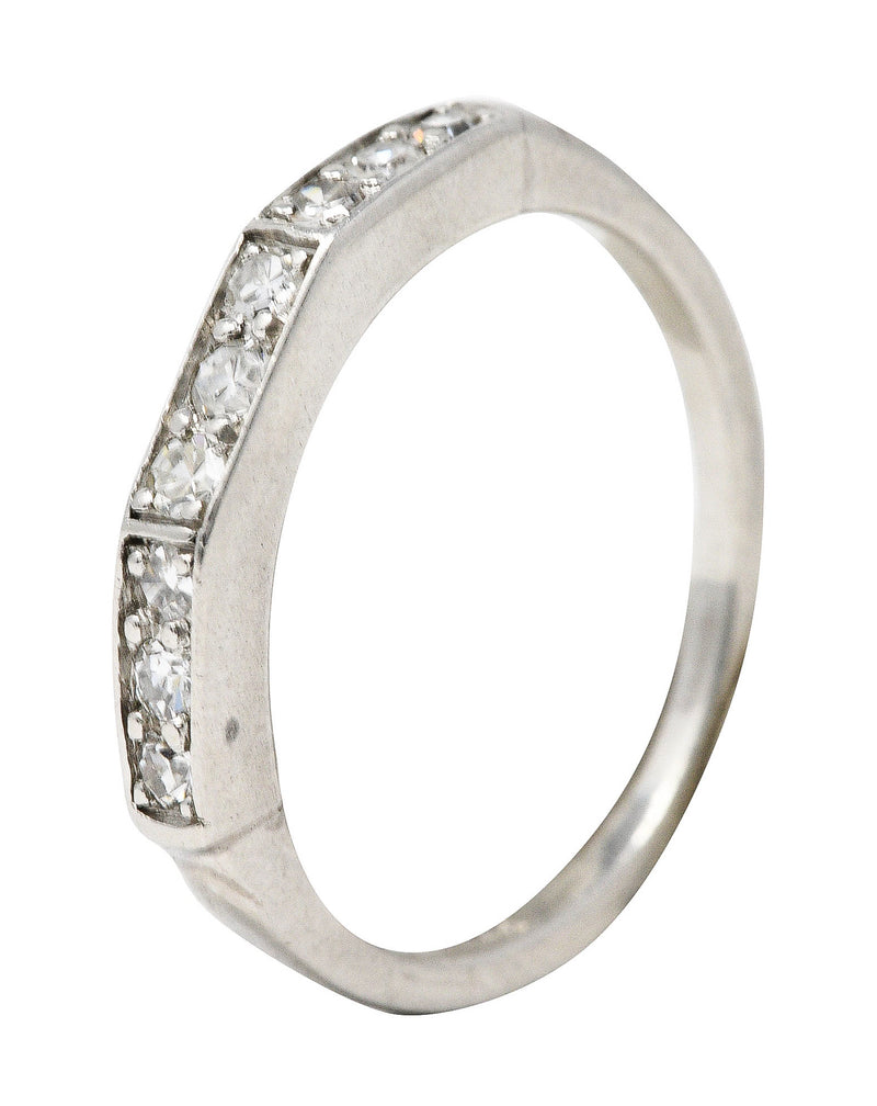 Art Deco Single Cut Diamond Platinum Angular Stacking Band RingRing - Wilson's Estate Jewelry