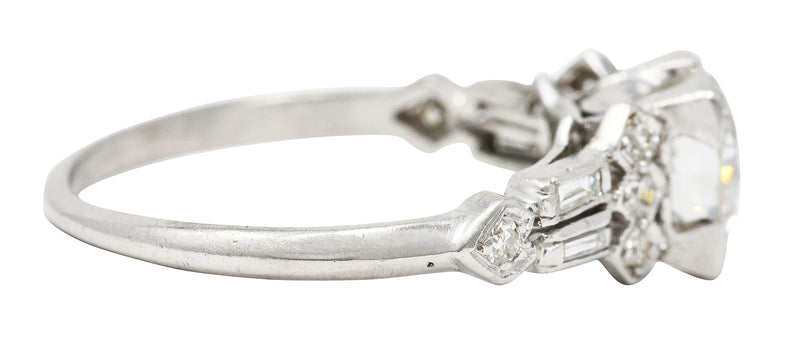 Art Deco 1.12 CTW Diamond Platinum Geometric Engagement Ring Wilson's Estate Jewelry
