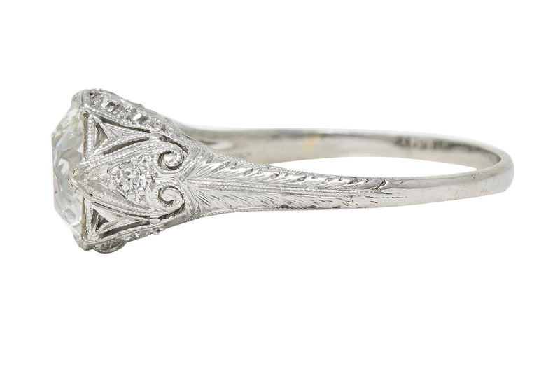 Edwardian 2.36 CTW Old European Cut Diamond Platinum Antique Engagement Ring