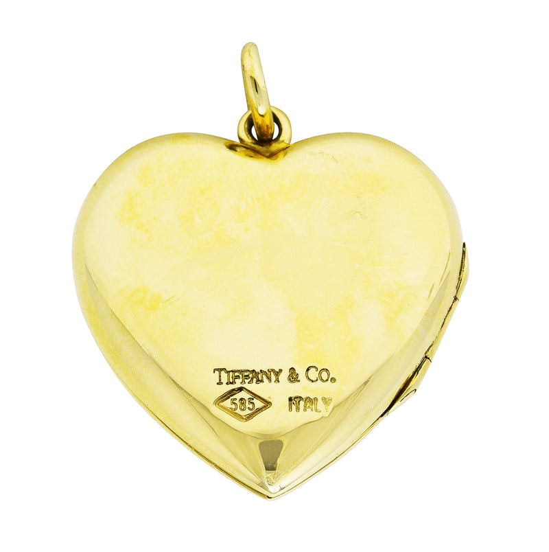 Tiffany & Co. 14 Karat Yellow Gold Heart Locket Vintage Pendant Wilson's Estate Jewelry