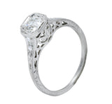 Peacock Art Deco 0.72 CTW Diamond Platinum Foliate Engagement RingRing - Wilson's Estate Jewelry