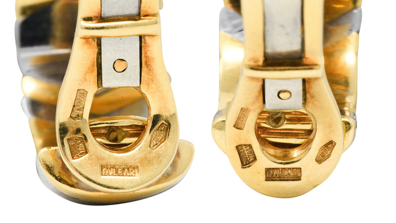 Bulgari 18 Karat Gold Stainless Steel Parentesi Ear-Clip EarringsEarrings - Wilson's Estate Jewelry