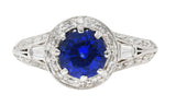 ## Missing Stamps .11111 Contemporary 1.53 CTW Sapphire Diamond Platinum Tulip Ring Wilson's Estate Jewelry