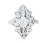 Art Deco Diamond Platinum Geometric Dinner RingRing - Wilson's Estate Jewelry