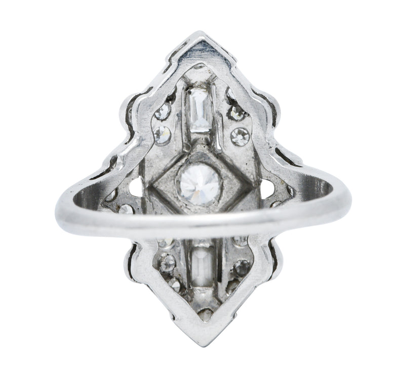 Art Deco Diamond Platinum Geometric Dinner RingRing - Wilson's Estate Jewelry