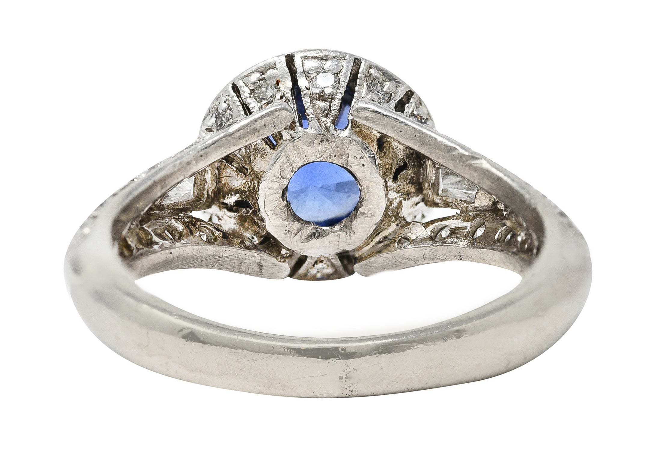 ## Missing Stamps .11111 Contemporary 1.53 CTW Sapphire Diamond Platinum Tulip Ring Wilson's Estate Jewelry