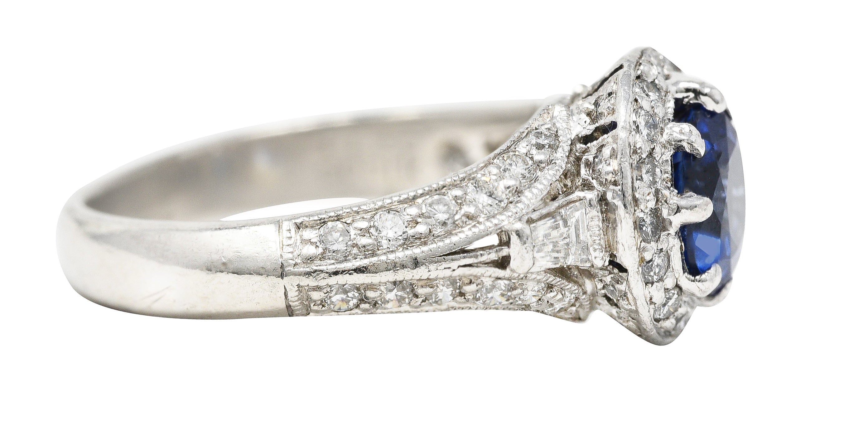 ## Missing Stamps .11111 Contemporary 1.53 CTW Sapphire Diamond Platinum Tulip Ring Wilson's Estate Jewelry