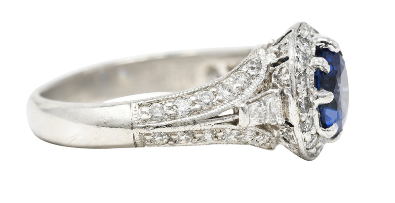 ## Missing Stamps .11111 Contemporary 1.53 CTW Sapphire Diamond Platinum Tulip Ring Wilson's Estate Jewelry