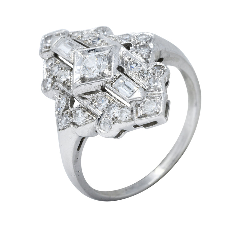 Art Deco Diamond Platinum Geometric Dinner RingRing - Wilson's Estate Jewelry