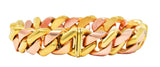 Bulgari 18 Karat Two-Tone Rose Yellow Gold Curb Link Chain Bracelet Wilson's Estate Jewelry