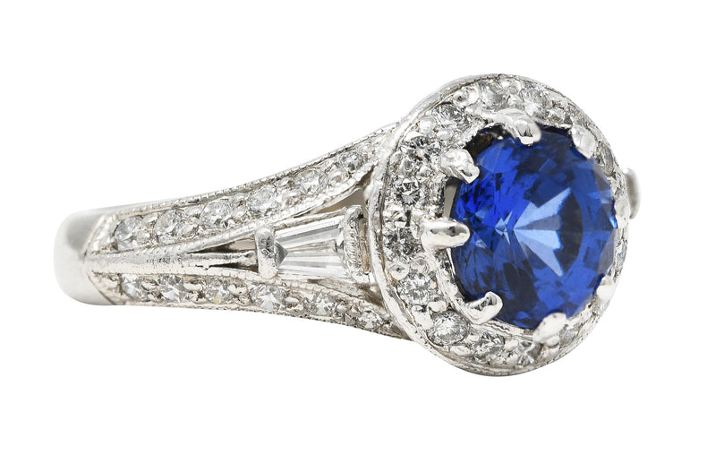 ## Missing Stamps .11111 Contemporary 1.53 CTW Sapphire Diamond Platinum Tulip Ring Wilson's Estate Jewelry