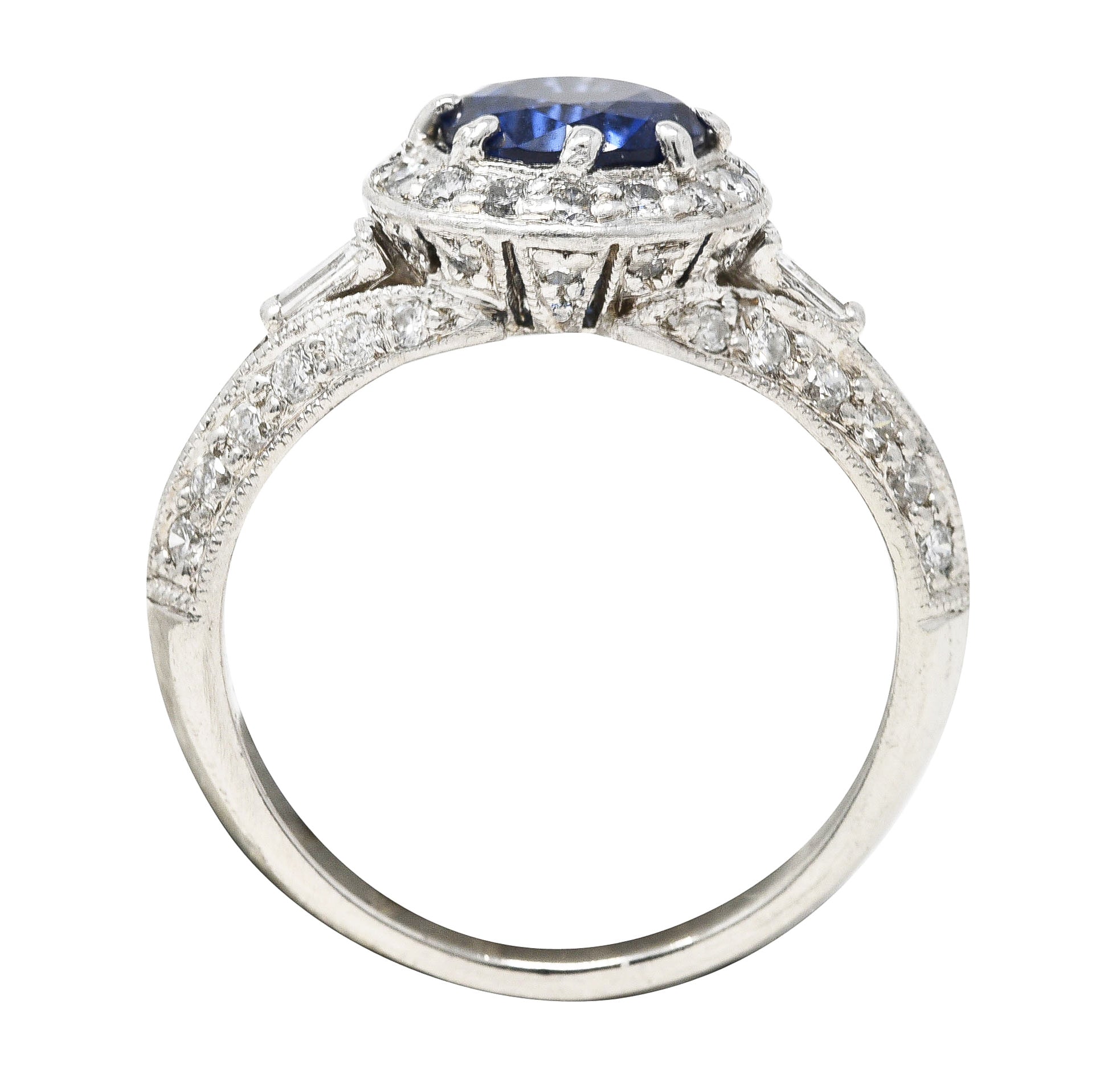 ## Missing Stamps .11111 Contemporary 1.53 CTW Sapphire Diamond Platinum Tulip Ring Wilson's Estate Jewelry