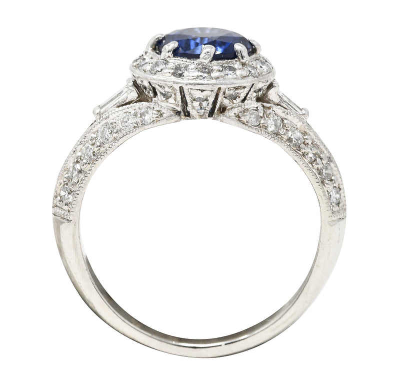 ## Missing Stamps .11111 Contemporary 1.53 CTW Sapphire Diamond Platinum Tulip Ring Wilson's Estate Jewelry