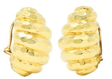 Henry Dunay Vintage 18 Karat Yellow Gold Cynnabar Ear-Clip EarringsEarrings - Wilson's Estate Jewelry