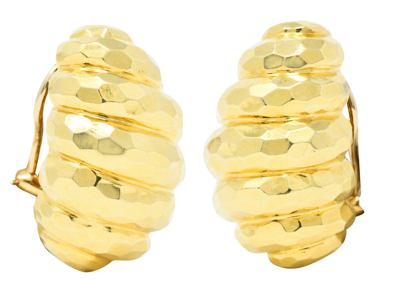 Henry Dunay Vintage 18 Karat Yellow Gold Cynnabar Ear-Clip EarringsEarrings - Wilson's Estate Jewelry