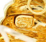 Henry Dunay Vintage 18 Karat Yellow Gold Cynnabar Ear-Clip EarringsEarrings - Wilson's Estate Jewelry