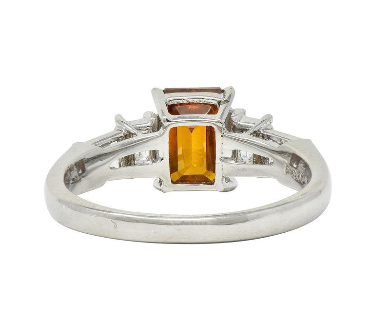 Contemporary Fancy Orange Brown Diamond Platinum Five Stone Engagement Ring