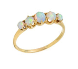 Late Victorian Opal 14 Karat Yellow Gold Antique Five Stone Band Ring