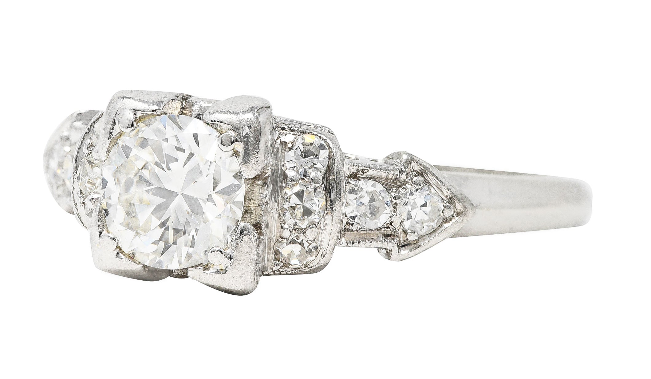 Art Deco 0.61 CTW Old European Cut Diamond Platinum Arrow Engagement Ring Wilson's Estate Jewelry
