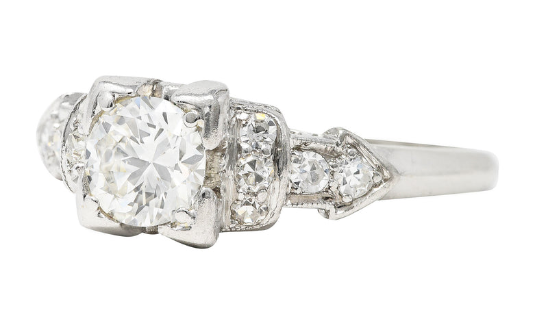 Art Deco 0.61 CTW Old European Cut Diamond Platinum Arrow Engagement Ring Wilson's Estate Jewelry