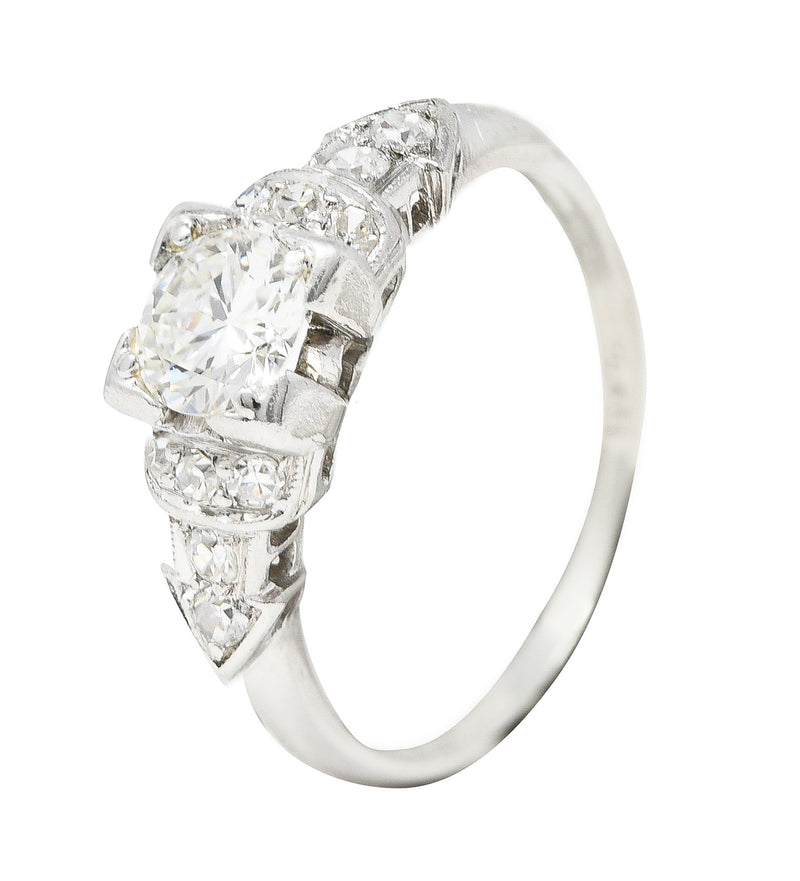 Art Deco 0.61 CTW Old European Cut Diamond Platinum Arrow Engagement Ring Wilson's Estate Jewelry