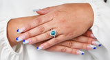 Contemporary Opal Diamond Platinum Cluster RingRing - Wilson's Estate Jewelry